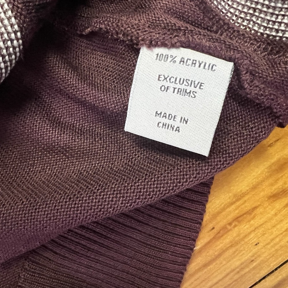 Stacy Adams Mens Knit Full Zip Sweater XL Maroon Geometric - Picture 8 of 9